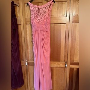 David Bridal Full length pink bridesmaid dress